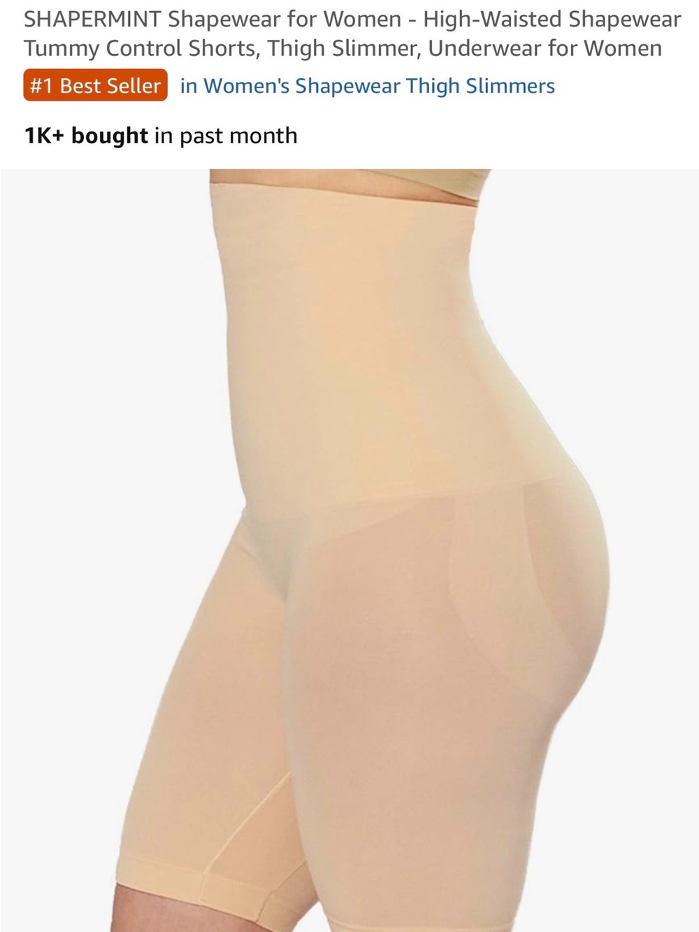 NWT Shapermint  nude  High-Compression Tummy Control Shapewear Shorts